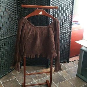 EUC 3/4BALLOON SLEEVED SHIRRED BODICE TOP SIZE 1X ANTHROPOLOGIE ON/OFF SHOULDER